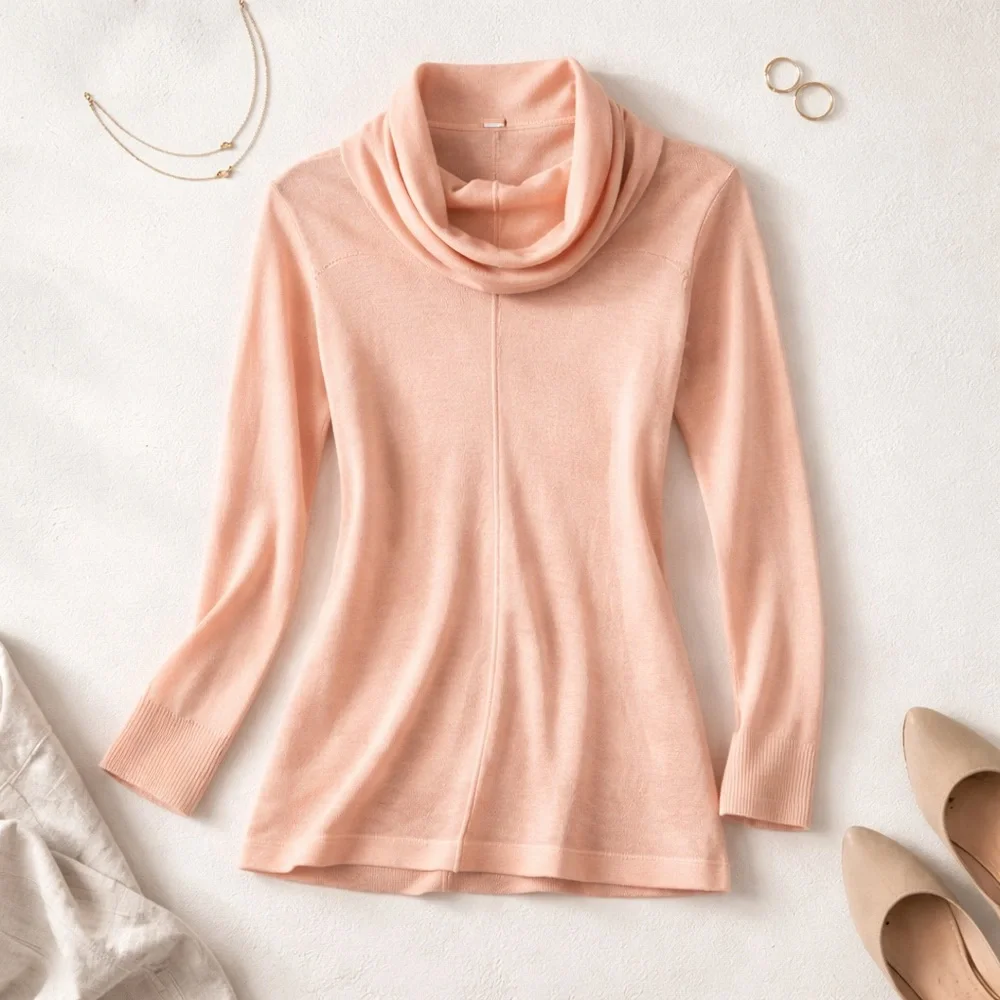 GB New York Peach Cowl Neck Long Sleeve Knit Top – Size S - Picture 1 of 9